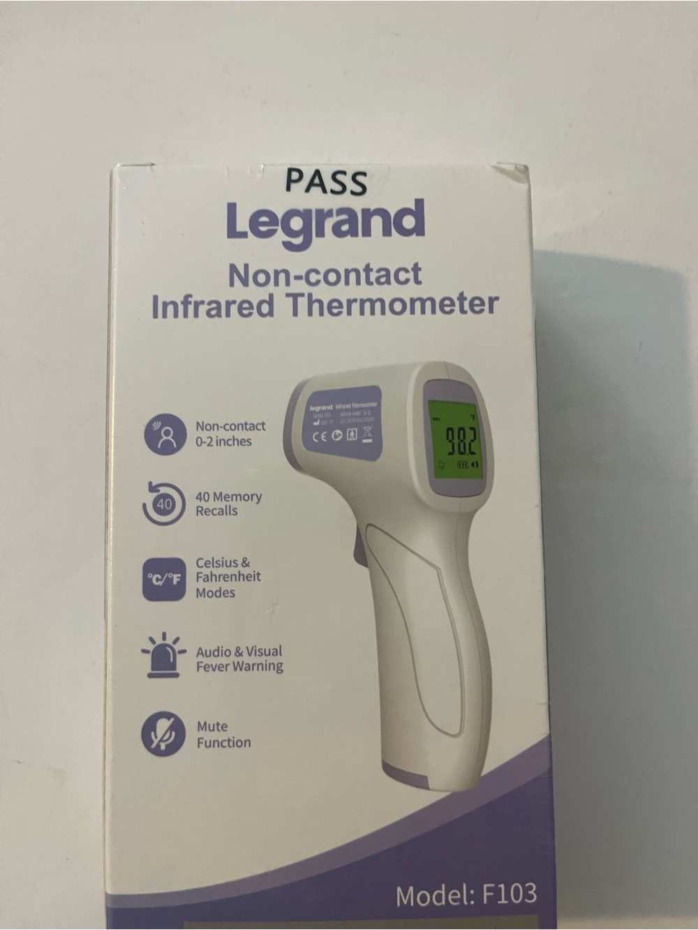 Legrand Non-Contact Infrared Thermometer - White & Purple